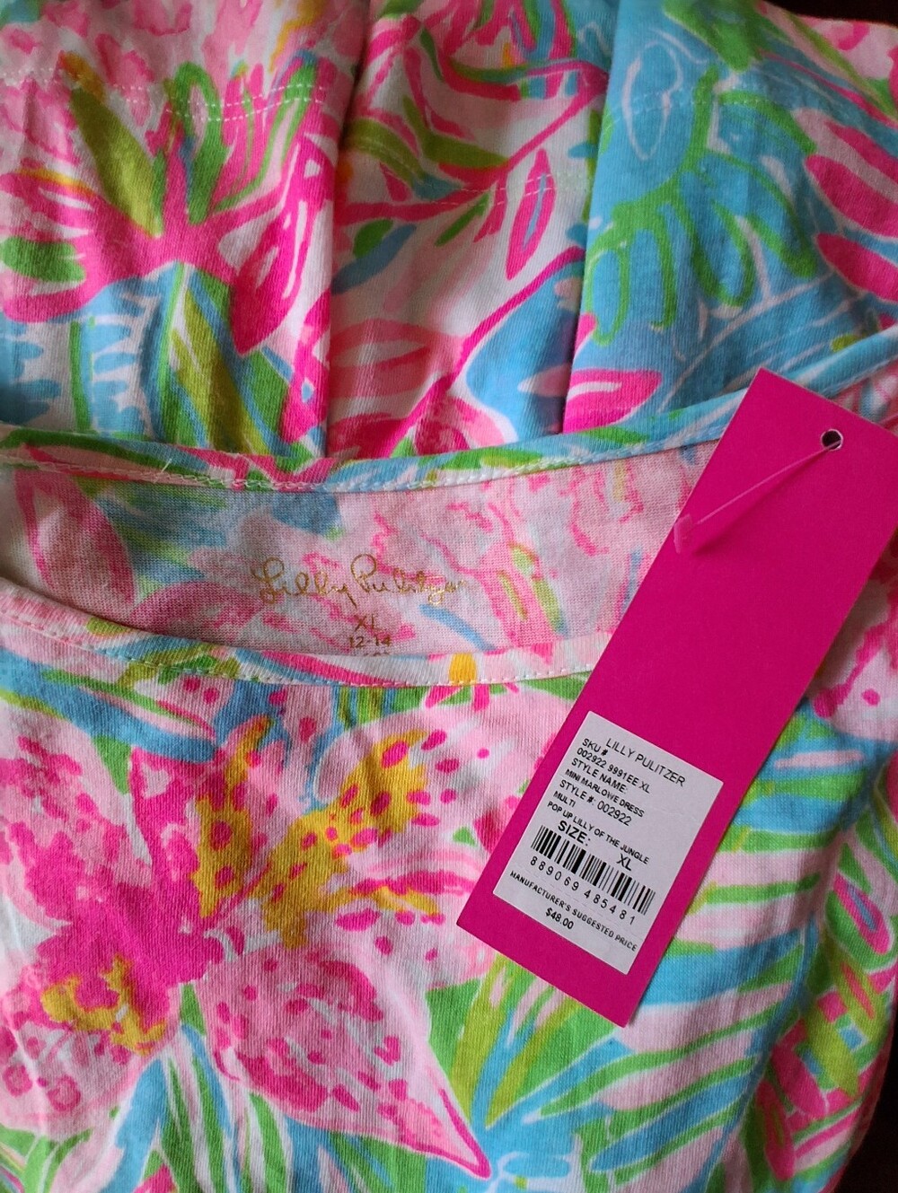 Lilly Pulitzer Mini Marlowe Dress "Pop Up Lilly Of The Jungle" XL (12-14) NWT - Picture 2 of 8